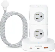 Power Strip Tower Surge Protector with 9 Outlets 3 USB (2 C), 5 FT, White