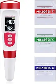 PH Meter, 4 in 1 PH EC TDS Temp Meter for Water Hydroponics, 0.01 High-Accuracy Waterproof Digital Water PH Tester with ATC, Backlight for Household Drinking, Pool, Aquarium, Nutrients Growing, Lab