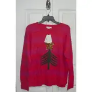 1901 Girls Crewneck Sparkle Sweater in Red Bittersweet Tree XLarge (14/16) $54