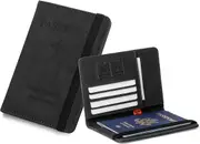 Passport Holder Passport Wallet RFID Blocking PU Leather Card Case Cover with Elastic Band Closure,Black