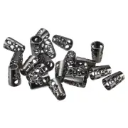 20pcs Bell Stopper Cord Locks Ends Sliding Fastener Toggle for Lanyard, Black