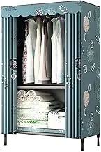 Portable Wardrobe Clothes Storage Organiser with Hanging Rail Foldable Washable for Clothes, Bags, Shoes Single Canvas Wardrobe