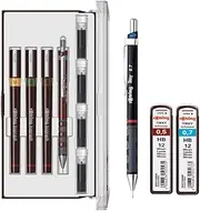 rOtring Isograph S0699320 Junior Set 3x Technical Pens | 0.20mm, 0.30mm, 0.50mm Fineliner Pens | Set with Pencil 0.7 mm and 0.5mm HB, 0.7 mm HB Refills