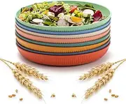 Leuik 8 Pack 9 Inch Wheat Straw Plates Sets, Unbreakable Lightweight Plates, Reusable Colorful Dinner Dishs, Microwave Dishwasher Safe, Perfect for Camping, Picnic, Outdoor Barbecue