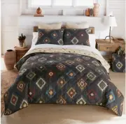 Southwestern Phoenix Printed Reversible Quilt Set Trendy Ethnic Aztec Pattern