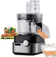 Mini Food Processor, 600W One-Touch Electric Food Chopper with Bowl Scraper, Adjustable & Overheat Protection & 5L Large Capacity for Slicing, Shredding, Mincing, and Puree