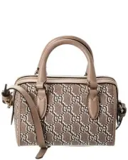 Gucci Super Mini Gg Supreme Canvas & Leather Handbag Women's Brown