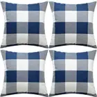 Dark Blue and White Buffalo Check Plaid Throw Pillow Covers 18 x 18 Pack of 4...