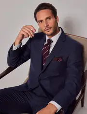 Hawes & Curtis Blue & Red Prince Of Wales Check Classic Flannel Suit Jacket Blue/Red