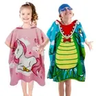 Kids Hooded Poncho Towels with Button Cartoon Kids Hooded Bath Towel Super FlpTt