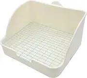 Rabbit Litter Box Toilet, Small Animal Potty Trainer, Plastic Square Cage Box Rat Potty Trainer Corner Grate Litter Bedding Box Pet Pan for Guinea Pigs Chinchilla Ferret Bunny, Easy to Clean (White)