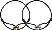 [CAIHINIER] Pack of 2 Sailing Rope Bracelets, Minimalist Bracelet, Pair of Bracelets, Cord Bracelet Ring in Gold and Silver, 100% Waterproof & Adjustable, Thanksgiving, Christmas, Birthday Gift