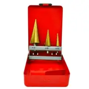 3 Piece HSS Step Drill Bit Set High Speed Steel for Metal Wood Plastic Drilling