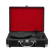 Turntable With Speakers Vintage Phonograph Record Player Stereo Sound Black V1V7