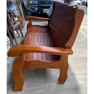 【宏興家具 傢俱】南洋檜木實木三人椅+二人椅+大茶几(不含玻璃)