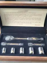 Snap-On 70th Anniversary 24K Gold 8pc Collectors Ratchet Socket Set Walnut Case