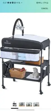 Portable Baby Changing Table with 2 Storage Baskets, BabyBond Foldable Changing