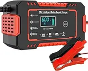 MAEZOE Car Battery Charger, 12V 6A Smart Battery Maintainer Trickle Charger, Battery Desulfator with Temperature Compensation for Car Truck Motorcycle Lawn Mower Marine Lead Acid Batteries