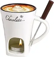 FondueFork Butter Warming Cup Hot Chocolate Melting Cup | Fondue Mug Ceramic Hot Pot Chocolate Melting Mug - Melting Pot Tea Light Butter Warmer