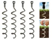 4 Screw in Ground Anchors - Spiral Ground Stake 16"- for securing tent and more