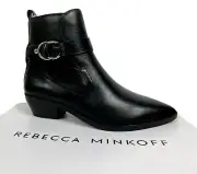 Rebecca Minkoff Boots Kichi Pointed Toe Bootie Black Leather NEW IN BOX