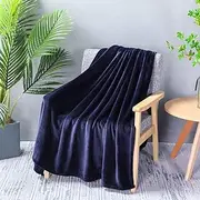 Ultra Soft Double Sided Microfiber Polyester Blanket for Extra Warmth in Bed, Luxury Light Weight Flannel Throw Perfect for Keep Warm snuggling on The Sofa Couch Chair (90"X90", Navy)