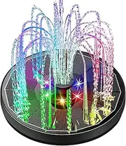 Outdoor Water Feature Solar Fountain Pump for Bird Bath with Lights,3.5W Solar Water Fountain with 2200 MAh Battery. Pond Water Features(Black Panel Colorful)