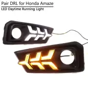 LED DRL for Honda Amaze 2018 2019 Daytime Running Light With Dynamic Turn Signal