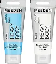 MEEDEN Acrylic Paint Blue Pale: 100ml Heavy Body Acrylic Paint Tube Bundled with Additional Titanium White Colour for Art Craft Painting