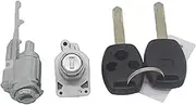 Szwaldaper AL231 Ignition Switch Door Lock Barrel Button Keys, for Civic, 06-08 CRV FIT Odyssey Car Ignition Switch Lock(Black 3-Button Keys)
