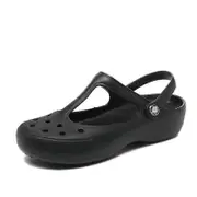 Summer Adult Mules Clogs Beach Retro Mary Jane Sweet Slippers Woman's Sandals Jelly Shoes Cute Garden Shoes Clog For Woman Girls black 8
