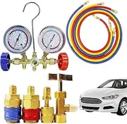 AC Freon Gauge | Multifunctional Professional Manifold Gauge Set,Portable Refrigerant Testing Device, Refrigeration System Accessories for Car Air Conditioning
