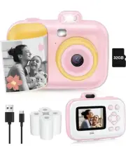 Instant Print Digital Camera, Kids Camera with 32GB Card, Christmas Birthday...