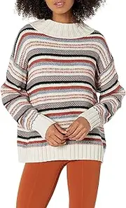 [Cable Stitch] Women's Textured Stripe Boxy Pullover Sweater