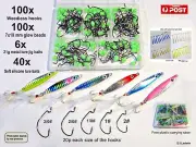 Weedless Hooks and Glow Beads Metal Lure Jig Bait Salmon Snapper Bream kind Fish