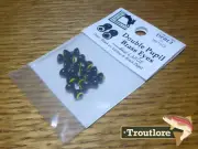 HARELINE DOUBLE PUPIL BRASS EYES BLACK & YELLOW LARGE - NEW FLY TYING MATERIALS