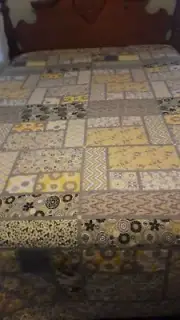 Handmade King Quilt Patchwork Yellow and Gray