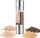 2 in 1 Salt and Pepper Grinder - Stainless Steel Manual Mill with Dual Chambers