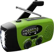 Emergency Radio Hand Crank Solar Weather Radio 1200mAh AM/FM/NOAA Emergency Weather Radio Portable Power Bank with Solar Charging & Hand Crank & Battery Operated LED Flashlight Cell Char-GTRH