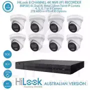 HiLook 8 CH 4K NVR Kit + 8MP(4K) AI ,Dual IR, Metal 2.8mm Fixed WH Cameras,HDDs