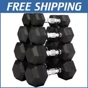 Rubber Encased Hex Dumbbell Set: 100 Pounds for Enhanced Strength Training