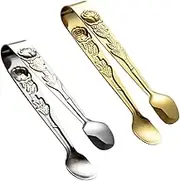 Veemoon Stainless Steel Food Tongs Ice Grid Clip Mini Serving Utensils for Sugar Cube Lemon Cookie