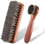 [PODDU] Shoe Cleaning Brush, 2 Pcs Horse Hair Leather Cleaning Brush, Horsehair Shoe Brush for Leather Shoes, Boots, Sneakers