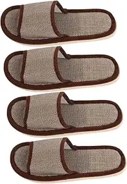 2 Pairs of Toe Slippers - Lightweight Slip-On Cotton Slippers for Summer Comfort for Home and Hotel Use Coffee Color 26cm