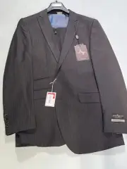 Mens Angelo di Franco Chocolate Brown Striped 2 Piece Suit Size 40R 34W NEW
