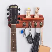 Rosewood Multi-functional Guitar Bass Wall Mount Hanger Hooks Rack With Shelf