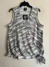 $48 BOBEAU Sleeveless Faux Wrap Tank Top XL Gray Spacedye Slub Knit Side Tie NEW