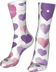 [CSIVKEJ] Crew Socks Comfort Casual Athletic Multi Design Socks For Women Men, Hearts 8, One Size, Hearts 8, One size