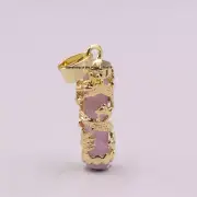 Handmade Purple Jade Dragon Pendant 18K Gold Plated GP Pendant 36mm H