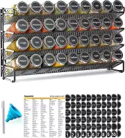 Spice Rack Organizer with 36 Spice Jars, 386 Spice Labels, Chalk Marker and Funn